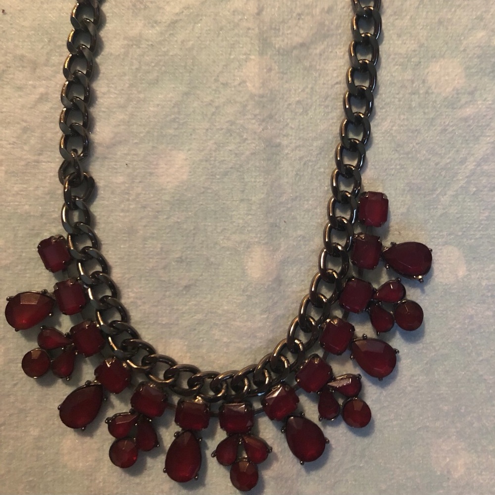 Wine colour statement necklace
